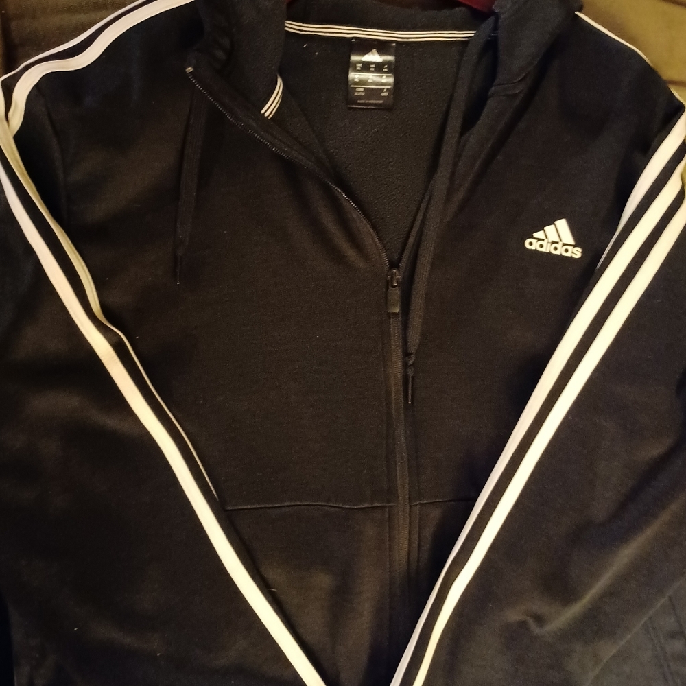Adidas 3 striped hooded sweatshirt